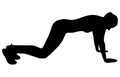 Silhouette of athletic woman performing push-ups exercise on white background. Vector illustration Royalty Free Stock Photo