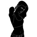 Silhouette - Athletic women model Hand-drawn Illustration on white background