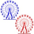 Silhouette atraktsion colorful ferris wheel Royalty Free Stock Photo