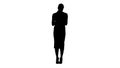 Silhouette Attractive businesswoman using a digital tablet while standing.