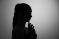 Silhouette of attractive caucasian woman