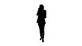 Silhouette Attractive modern muslim woman walking and talking on
