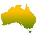 Silhouette of Australia in Green and Gold