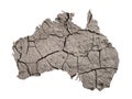 Silhouette of Australia. Map is fulfilled with image of dry land. Royalty Free Stock Photo