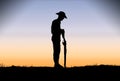 ANZAC soldier Silhouette at dawn. Royalty Free Stock Photo