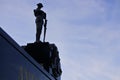 Silhouette of Australian soldier on ANZAC memorial monument