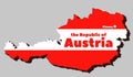 silhouette of Austria territory, map in national flag colors