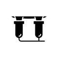 Silhouette Automatic milking udder with nipples. Outline icon of animal milking machine. Black illustration of farming,