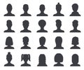 Silhouette avatar. Male and female head outline avatars, profile icons. People portraits vector set