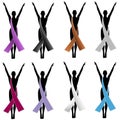 Silhouette Awareness Ribbons 2 Royalty Free Stock Photo