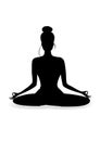 Silhouette of ayoung beautiful woman practicing yoga in lotus pose, vector illustration Royalty Free Stock Photo