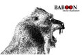 Silhouette of a baboon from particles.