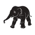 Silhouette Baby Elephant Walking Vector Drawing