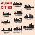silhouette background of asian cities. Vector illustration decorative design