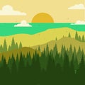 Silhouette Background Illustration of Tropical Forest and beach Royalty Free Stock Photo