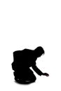 Silhouette of a Businessman or Detective Looking for Something