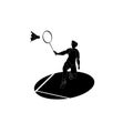 Silhouette of a badminton player slugger shuttlecock Royalty Free Stock Photo