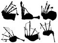 Set of Bagpipe silhouette vector art