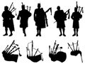 Set of Bagpipe Players silhouette vector art