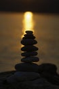 Silhouette of balanced stack pebbles Royalty Free Stock Photo