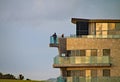 Silhouette of balcony in a block of modern luxury apartments Royalty Free Stock Photo