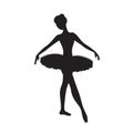 Silhouette ballerina.Dancing woman.Black and white illustration of a classical dancer.Stock illustration isolated on