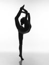 Silhouette of ballerina on white background