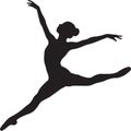 Silhouette of ballet dancer performing split leap movement vector illustration Royalty Free Stock Photo