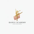 Silhouette of a ballet dancer striking a pose, rendered in gold, with a soft peach Royalty Free Stock Photo