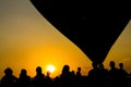 Silhouette balloon with the light of the evening sun beautiful.