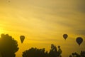 Silhouette balloons sunrise in Harod Summer Israel