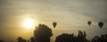 Silhouette balloons sunrise in Harod Summer Israel Royalty Free Stock Photo