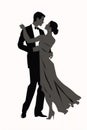 Silhouette of ballroom dancers