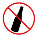 Silhouette ban on booth with alcohol . Stop alcoholism