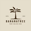 silhouette banana tree logo vector vintage illustration template icon graphic design. tropical plants sign or symbol for organic
