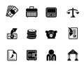 Silhouette Bank, business and finance icons