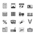 Silhouette bank, business, finance and office icons