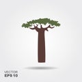 Silhouette baobab tree. Flat icon with shadow Royalty Free Stock Photo