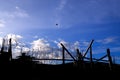 silhouette of Barbed wire fence with blue sky Royalty Free Stock Photo