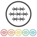 Silhouette barbed wire icons set, simple vector illustration Royalty Free Stock Photo