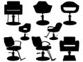 Set of Barber Chair silhouette vector art Royalty Free Stock Photo