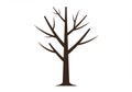 Silhouette of a bare tree with no leaves, featuring a straight trunk Royalty Free Stock Photo