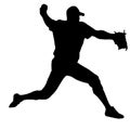 Silhouette of Baseball Pitcher throwing ball, originating image from Generative AI technology Royalty Free Stock Photo