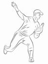 Silhouette of a baseball player, vector draw Royalty Free Stock Photo