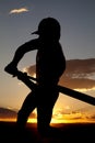 Silhouette baseball swing beginning sunset Royalty Free Stock Photo
