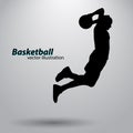 Silhouette of a basketball player.