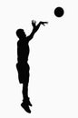 Silhouette of basketball player jumping. Royalty Free Stock Photo