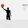 Basketball and silhouette player background Royalty Free Stock Photo