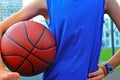 Silhouette of a basketball player outdoor