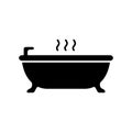 Silhouette bathtub on legs. Outline icon of take hot bath. Black simple illustration of relaxation in bathroom, ceramic sanitary